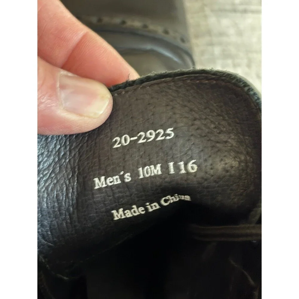 Johnston Murphy JM1850 Men’s 10M Black Cap Toe Brogue Boots Lug Sole